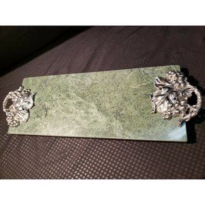 Godinger Green Marble Charcuterie Serving Board With Metal Grapes Handle